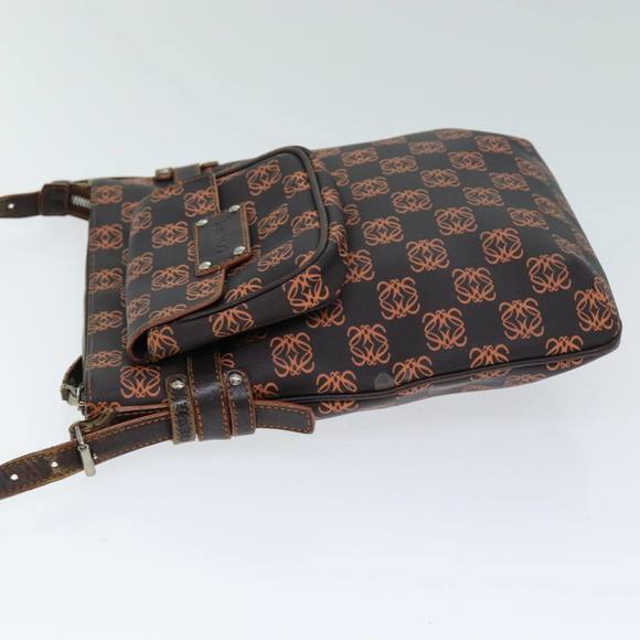 LOEWE Anagram Shoulder Bag Coated Canvas Orange Auth bs14487 - Picture 3 of 16